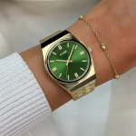 CLUSE Retro 70's Watch Steel, Forest Green, Gold Colour CW35105 - Image 4
