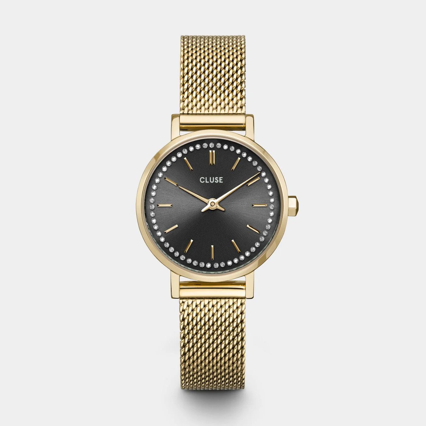 CW10501_9a7b59ef-ab93-443b-83a9-9c0343cca191.jpg CLUSE Boho Chic Petite Watch Mesh Crystals, Grey, Gold Colour CW10501 - Image 1