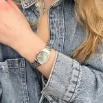 CLUSE Retro 70s Mini Watch Steel, Sage Green, Silver Colour CW16301 - Image 5